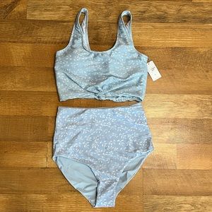 Coral Reef Ribbed Powder Blue High-waisted Two-piece